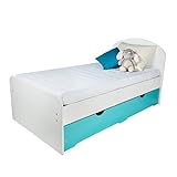 Cama Doble Nido para Niñas y Niños - Blanco & Azul Turquesa | Estilo Moderno