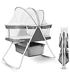 besrey Baby Bassinet 2 en 1 Cuna portátil Liviana con Red Transpirable/Colchón inofensivo/Diseño Plegable rápido para hasta 33 lbs / 5 Meses Bebé, bebé