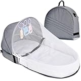 BANDERA Cuna de Viaje para Bebé, Tumbona para Bebé Portátil, Bambineto para Bebe, Cuna de Bebé Plegable, Cuna para Muñecas, Cama para Bebés Transpirable con Mosquitera, para Bebé 1-12 Meses