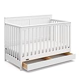 Graco - Hadley Cuna Convertible 5 en 1 con cajón (Blanco) – Combinación de Cuna con cajón de Almacenamiento, se Convierte en Cama Infantil, sofá Cama y Cama de tamaño Completo.