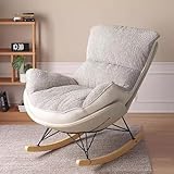 LEIYTFE Cómoda Silla Sofá Guardería Silla Mecedora Moderna De Interior, Tapizado De Terciopelo Lounge Chair con Cojín Grueso para Relajarse Lectura Siesta (Color : Beige)