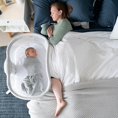HALO BassiNest - Cuna giratoria 3.0 para bebé, con diseño de cierre seguro, color gris